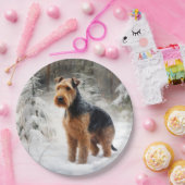 Welsh Terrier Laat het sneeuwen Kerstmis Papieren Bordje (Feest)