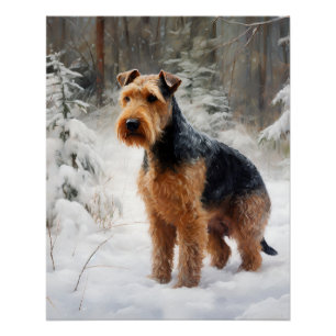 Welsh Terrier Laat het sneeuwen Kerstmis Perfect Poster