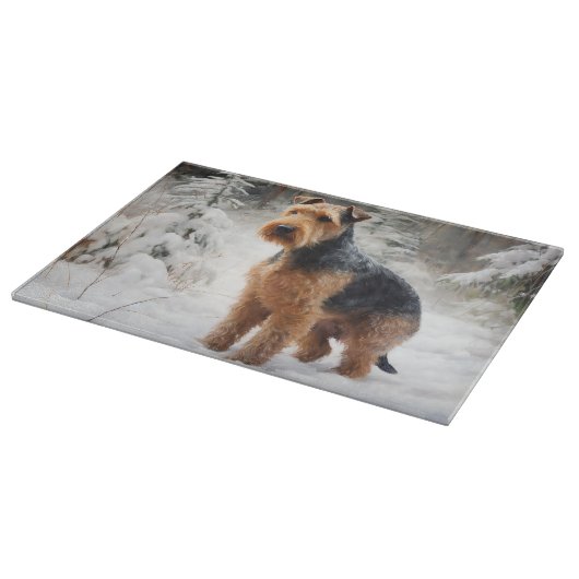 Welsh Terrier Laat het sneeuwen Kerstmis Snijplank (Hoek)