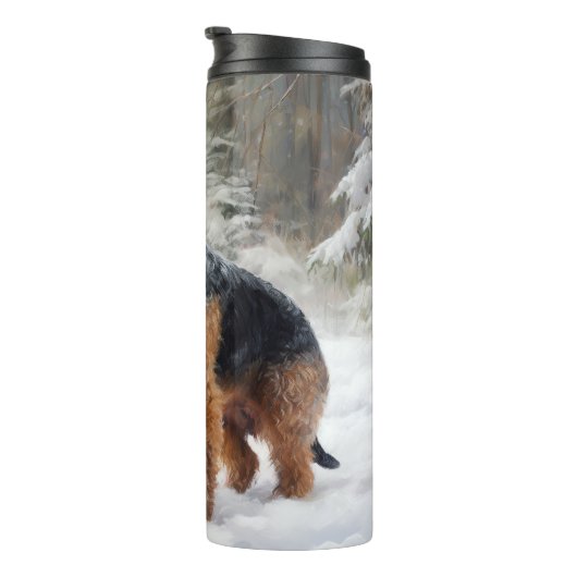 Welsh Terrier Laat het sneeuwen Kerstmis Thermosbeker (Geroteerd rechts)