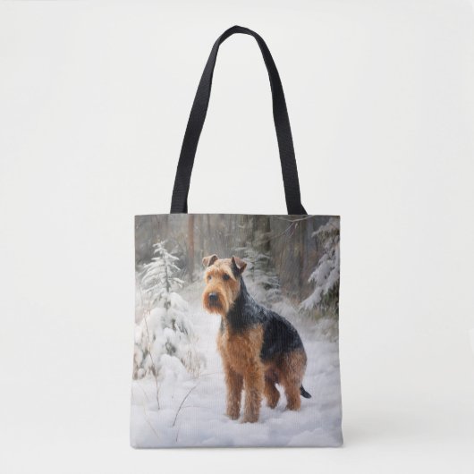 Welsh Terrier Laat het sneeuwen Kerstmis Tote Bag (Voorkant)