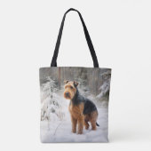 Welsh Terrier Laat het sneeuwen Kerstmis Tote Bag (Achterkant)