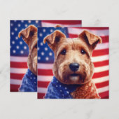 Welsh Terrier met Amerikaanse vlag en bandana Kaart (Voorkant / Achterkant)