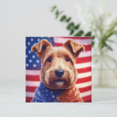 Welsh Terrier met Amerikaanse vlag en bandana Kaart (Staand voorkant)
