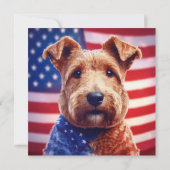 Welsh Terrier met Amerikaanse vlag en bandana Kaart (Achterkant)