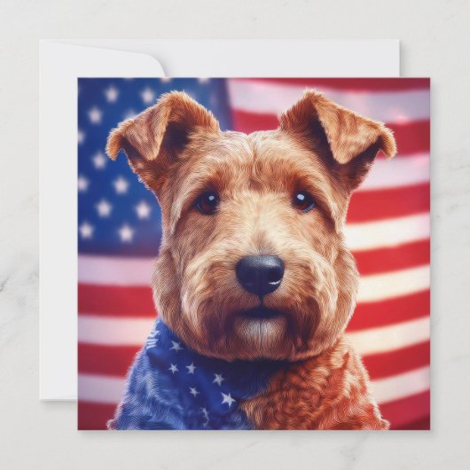 Welsh Terrier met Amerikaanse vlag en bandana Kaart (Voorkant)