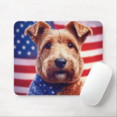 Welsh Terrier met Amerikaanse vlag en bandana Muismat (Met muis)