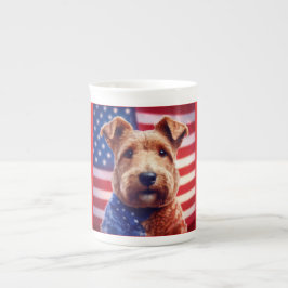 Welsh Terrier met Amerikaanse vlag en bandana Porselein Kop