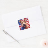Welsh Terrier met Amerikaanse vlag en bandana Vierkante Sticker (Envelop)