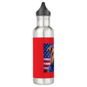 Welsh Terrier met Amerikaanse vlag en bandana Waterfles (Links)