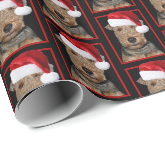 Welsh Terrier met Pet van Santa Claus Cadeaupapier (Rol Hoek)