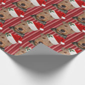 Welsh Terrier met Santa Claus pet Cadeaupapier (Hoek)
