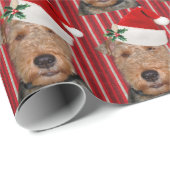 Welsh Terrier met Santa Claus pet Cadeaupapier (Rol Hoek)