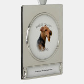 Welsh Terriër Moeder 2 Verzilverd Banner Ornament (Rechts)