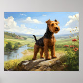Welsh Terrier op de uitkijk Poster (Voorkant)