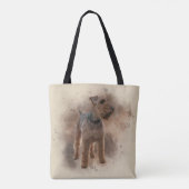Welsh Terrier op een gemottled bruine achtergrond Tote Bag (Achterkant)