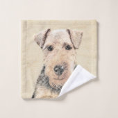 Welsh Terrier Painting - Cute Original Dog Art Bad Handdoek (Wasdoekje)