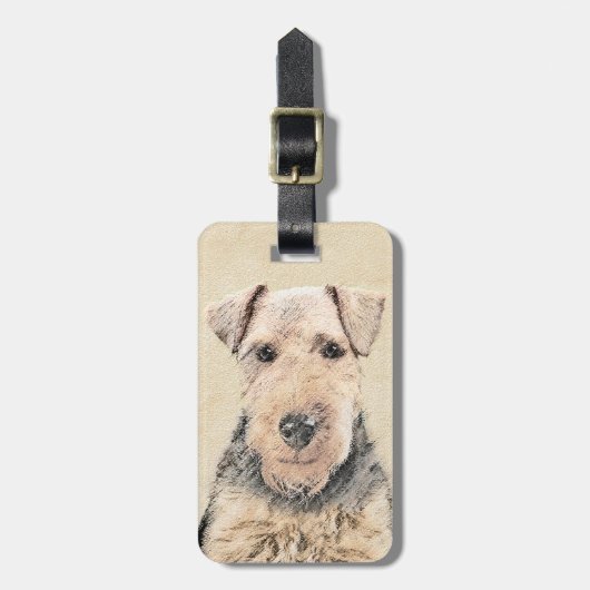 Welsh Terrier Painting - Cute Original Dog Art Bagagelabel (Voorkant verticaal)