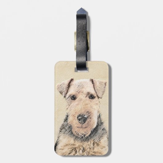 Welsh Terrier Painting - Cute Original Dog Art Bagagelabel (Achterkant verticaal)