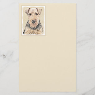 Welsh Terrier Painting - Cute Original Dog Art Briefpapier