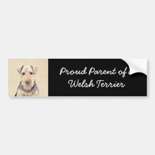 Welsh Terrier Painting - Cute Original Dog Art Bumpersticker
