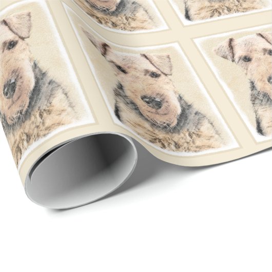 Welsh Terrier Painting - Cute Original Dog Art Cadeaupapier (Rol Hoek)