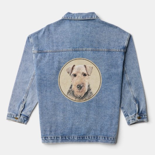 Welsh Terrier Painting - Cute Original Dog Art Denim Jacket (Achterkant)
