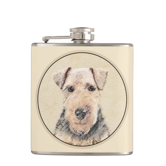 Welsh Terrier Painting - Cute Original Dog Art Heupfles (Voorkant)