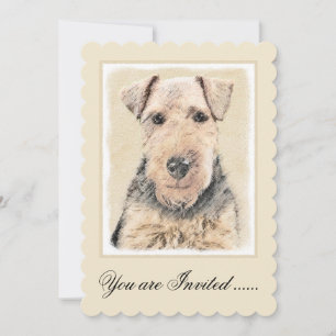 Welsh Terrier Painting - Cute Original Dog Art Kaart