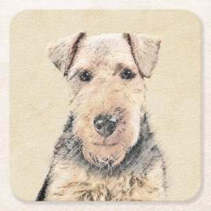 Welsh Terrier Painting - Cute Original Dog Art Kartonnen Onderzetters