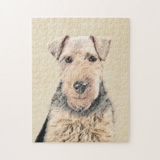 Welsh Terrier Painting - Cute Original Dog Art Legpuzzel (Verticaal)