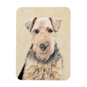 Welsh Terrier Painting - Cute Original Dog Art Magneet