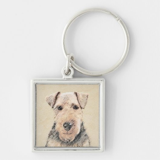 Welsh Terrier Painting - Cute Original Dog Art Sleutelhanger (Voorkant)