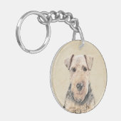 Welsh Terrier Painting - Cute Original Dog Art Sleutelhanger (Voorkant Links)