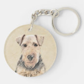 Welsh Terrier Painting - Cute Original Dog Art Sleutelhanger (Achterkant)