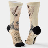 Welsh Terrier Painting - Cute Original Dog Art Sokken (Gebogen)