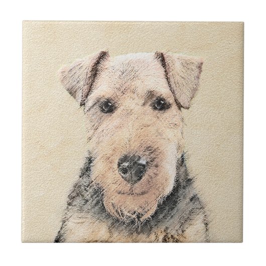 Welsh Terrier Painting - Cute Original Dog Art Tegeltje (Voorkant)