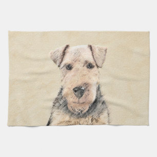 Welsh Terrier Painting - Cute Original Dog Art Theedoek