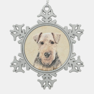 Welsh Terrier Painting - Cute Original Dog Art Tin Sneeuwvlok Ornament
