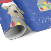 Welsh Terrier Paw Drukt blauw kerstfeest af Cadeaupapier (Rol Hoek)