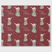 Welsh Terrier Paw Prints Red Kerstmis Cadeaupapier (Vlak)