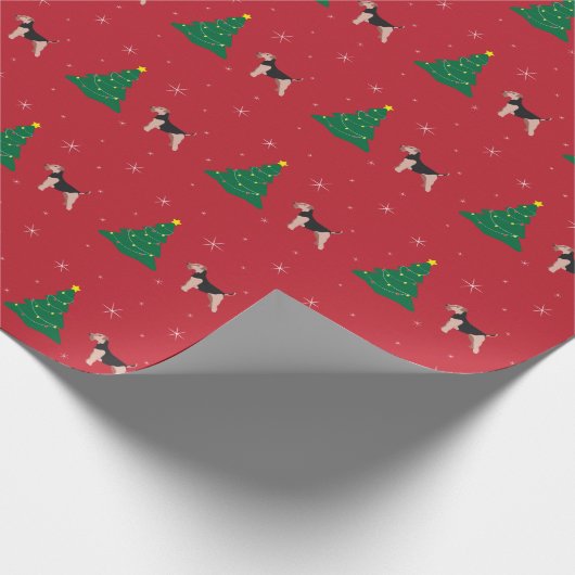 Welsh Terrier Red kerstwrapping Paper Cadeaupapier (Hoek)