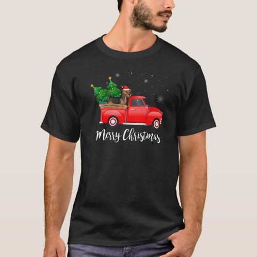 Welsh Terrier Red Truck KerstTree Xmas Dog T-shirt (Voorkant)