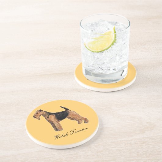 Welsh Terrier Sandstone Onderzetter (Zijkant)