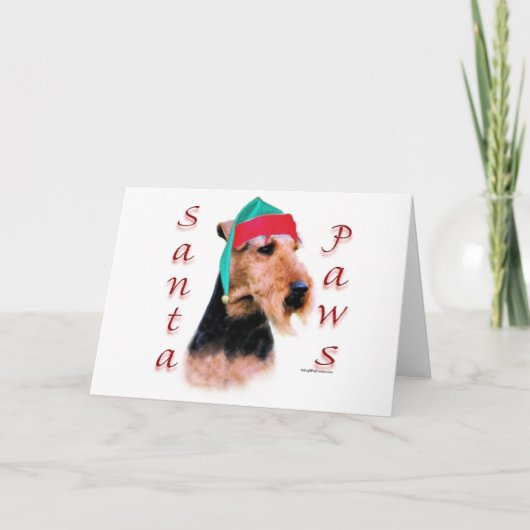 Welsh Terrier Santa Paws Feestdagen Kaart (Voorkant)