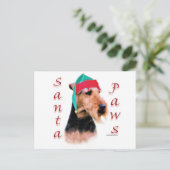 Welsh Terrier Santa Paws Feestdagenkaart (Staand voorkant)
