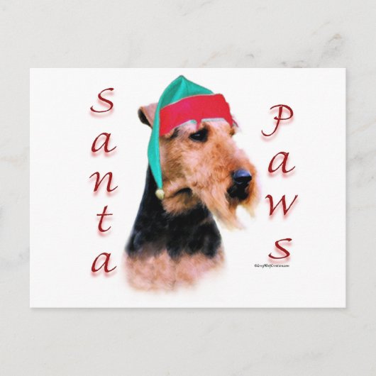 Welsh Terrier Santa Paws Feestdagenkaart (Voorkant)