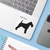 Welsh Terrier Silhouet Hondenras Vinyl Sticker (Laptop met iPhone)