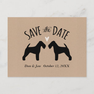 Welsh Terrier Silhouetten Bruiloft Save the Date Aankondigingskaart