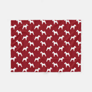 Welsh Terrier Silhouetten Patroon Rood en Wit Fleece Deken